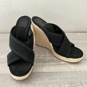 Tory Burch Black Espadrille Wedge
